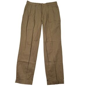 Polo Ralph Lauren Mens Tan Pleated Cotton Dress Pants Size 33x31 Preppy Casual